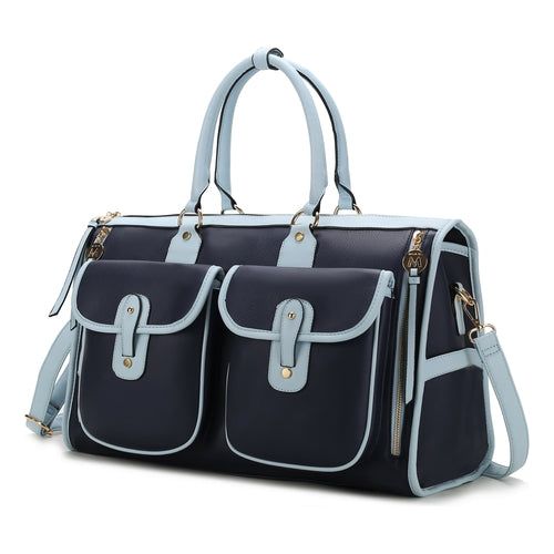 Load image into Gallery viewer, Genevieve Duffle Handbag Color Block Vegan Leather Women
