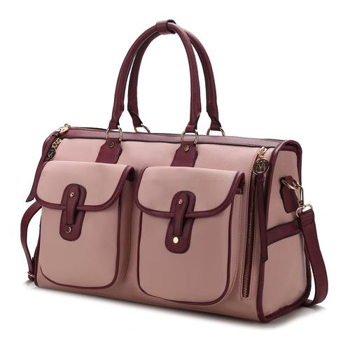 Load image into Gallery viewer, Genevieve Duffle Handbag Color Block Vegan Leather Women
