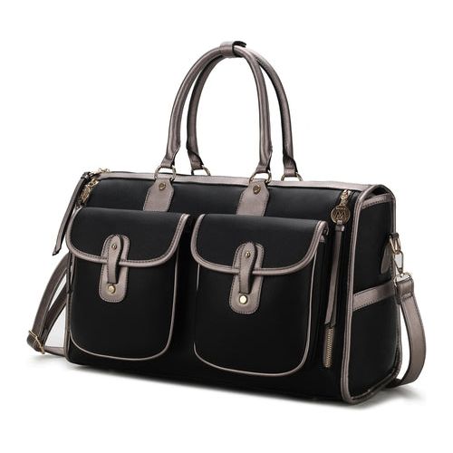 Load image into Gallery viewer, Genevieve Duffle Handbag Color Block Vegan Leather Women
