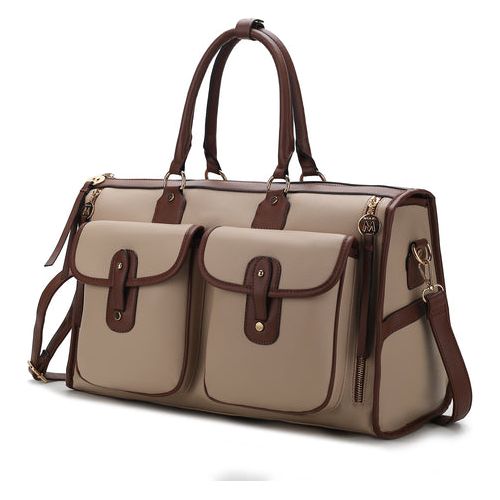 Load image into Gallery viewer, Genevieve Duffle Handbag Color Block Vegan Leather Women
