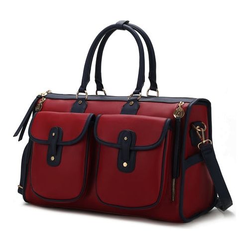 Load image into Gallery viewer, Genevieve Duffle Handbag Color Block Vegan Leather Women
