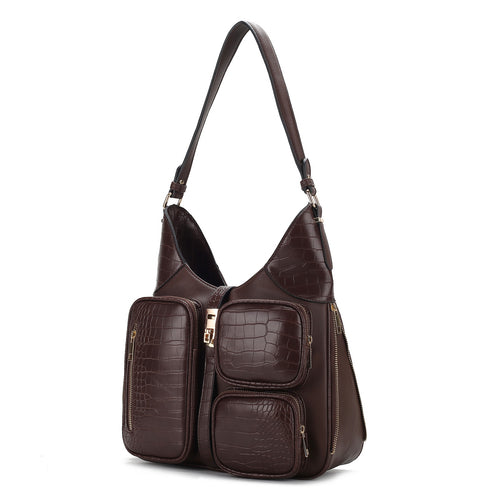 Load image into Gallery viewer, Daphne Crocodile-embossed Shoulder Handbag Vegan Leather Women
