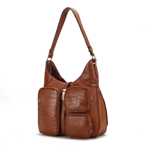 Load image into Gallery viewer, Daphne Crocodile-embossed Shoulder Handbag Vegan Leather Women
