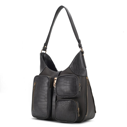 Load image into Gallery viewer, Daphne Crocodile-embossed Shoulder Handbag Vegan Leather Women
