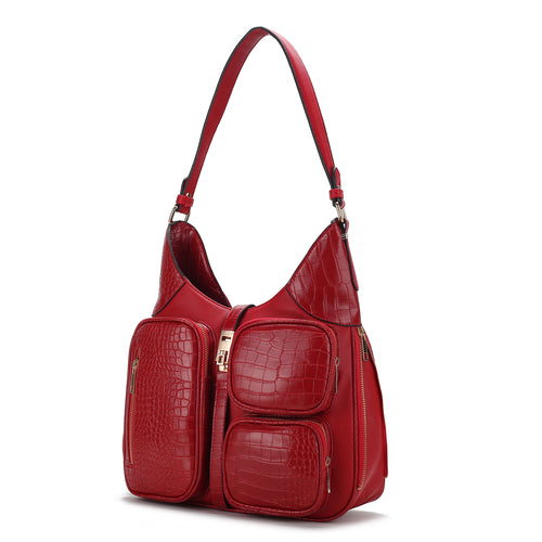 Load image into Gallery viewer, Daphne Crocodile-embossed Shoulder Handbag Vegan Leather Women
