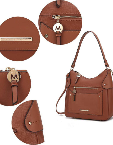 Mia K Maeve Vegan Leather Women Shoulder Bag with Wristlet Pouch