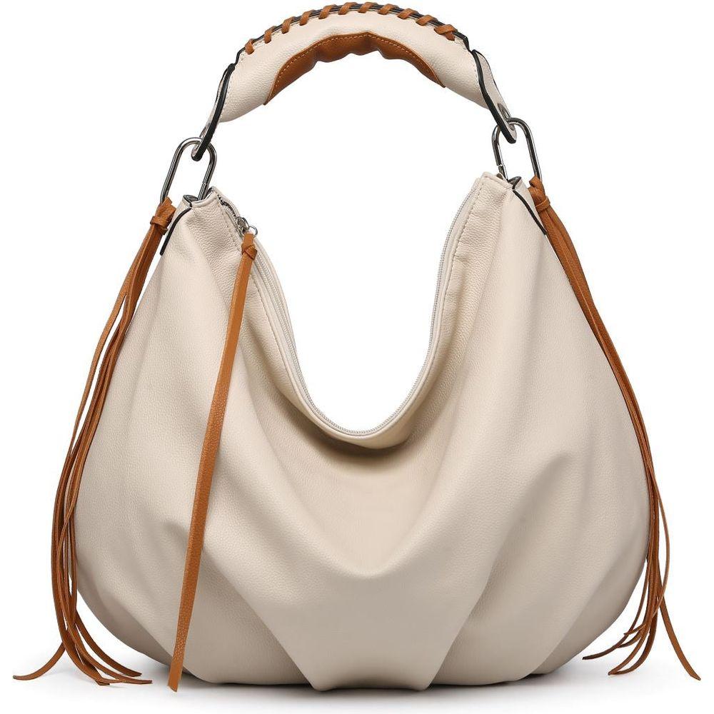 MT1139-3 BE Women's Hobo Bag with Contrast Handle