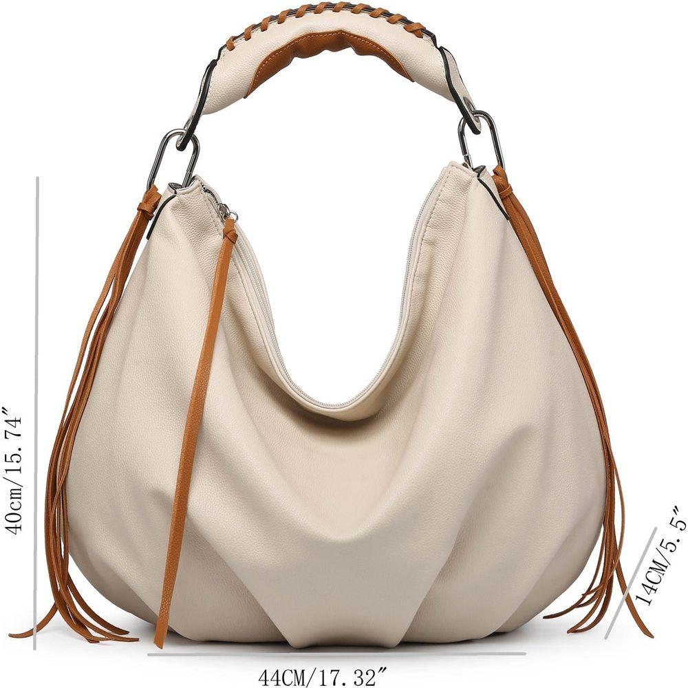 MT1139-3 BE Women's Hobo Bag with Contrast Handle