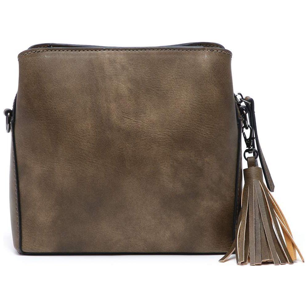 Designer Handbags - Elegant Vegan Leather Crossbody with Multi-Pockets