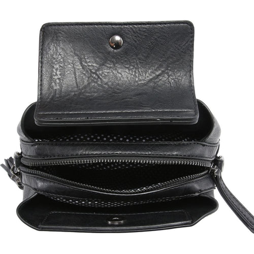 Load image into Gallery viewer, MT2658 BK Luxurious Vegan Leather Triple Compartment Crossbody Bag
