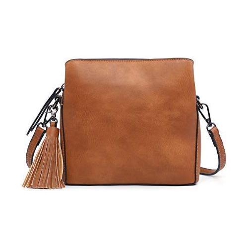 Load image into Gallery viewer, Vegan Elegance Triple Compartment Crossbody Bag in Tan
