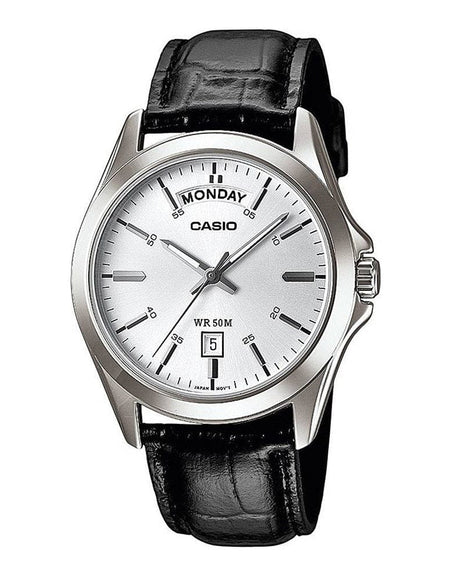 CASIO COLLECTION Mod. DAY DATE - LEATHER, WHITE-0