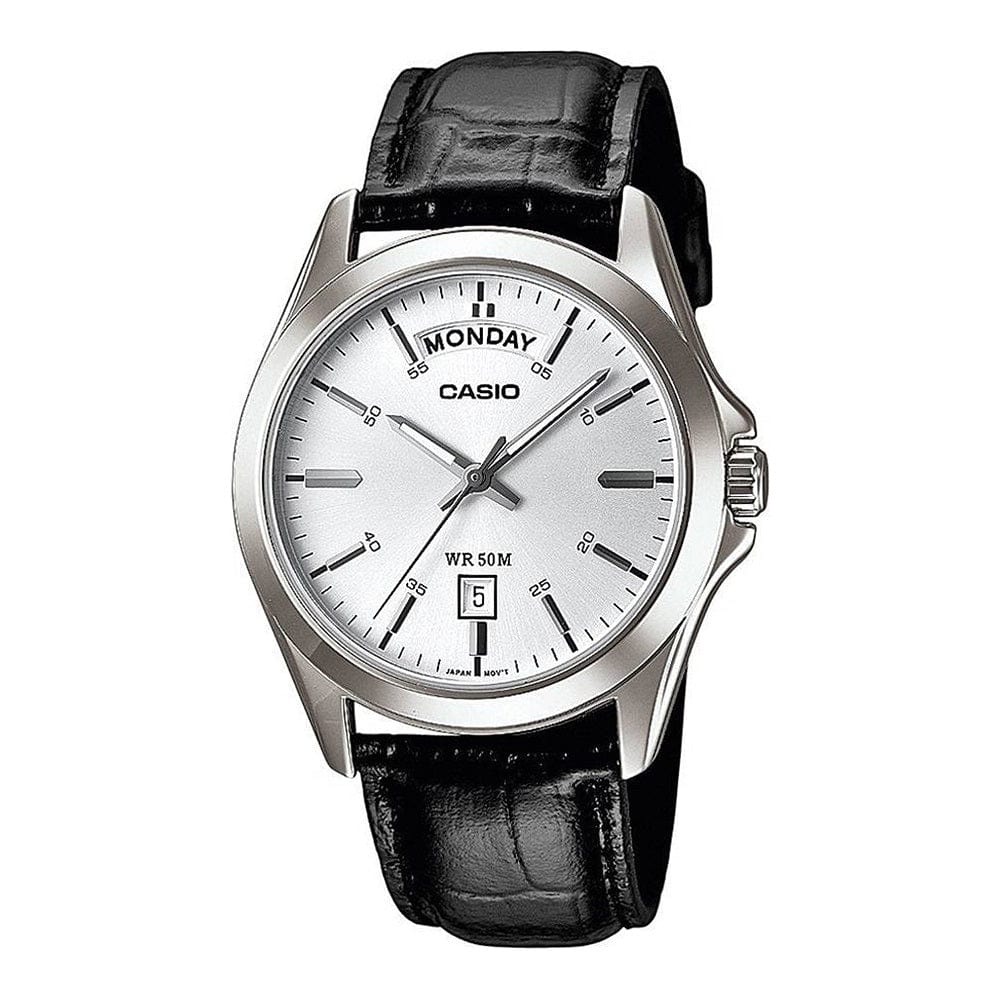 CASIO COLLECTION Mod. DAY DATE - LEATHER, WHITE-0