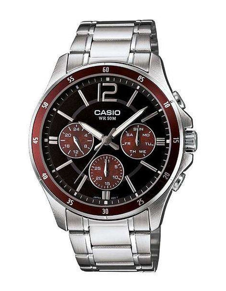 CASIO COLLECTION Mod. MULTIFUNCTION CALENDAR - BLACK & BORDEAUX-0