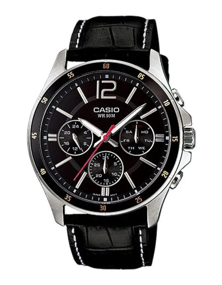 CASIO COLLECTION Mod. MULTIFUNCTION CALENDAR, LEATHER - BLACK-0