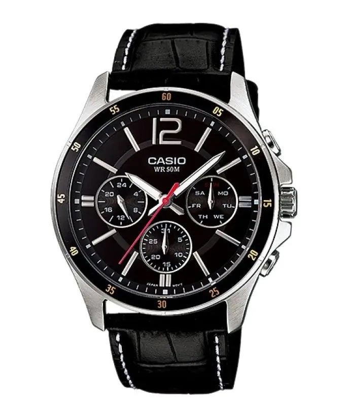 CASIO COLLECTION Mod. MULTIFUNCTION CALENDAR, LEATHER - BLACK-0