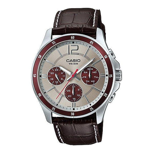 Load image into Gallery viewer, CASIO COLLECTION Mod. MULTIFUNCTION CALENDAR, BROWN LEATHER - TWO TONES-0
