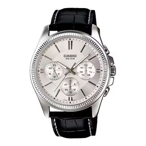 CASIO Mod. DAY DATE MULTIFUNCTION,  LEATHER - WHITE-0