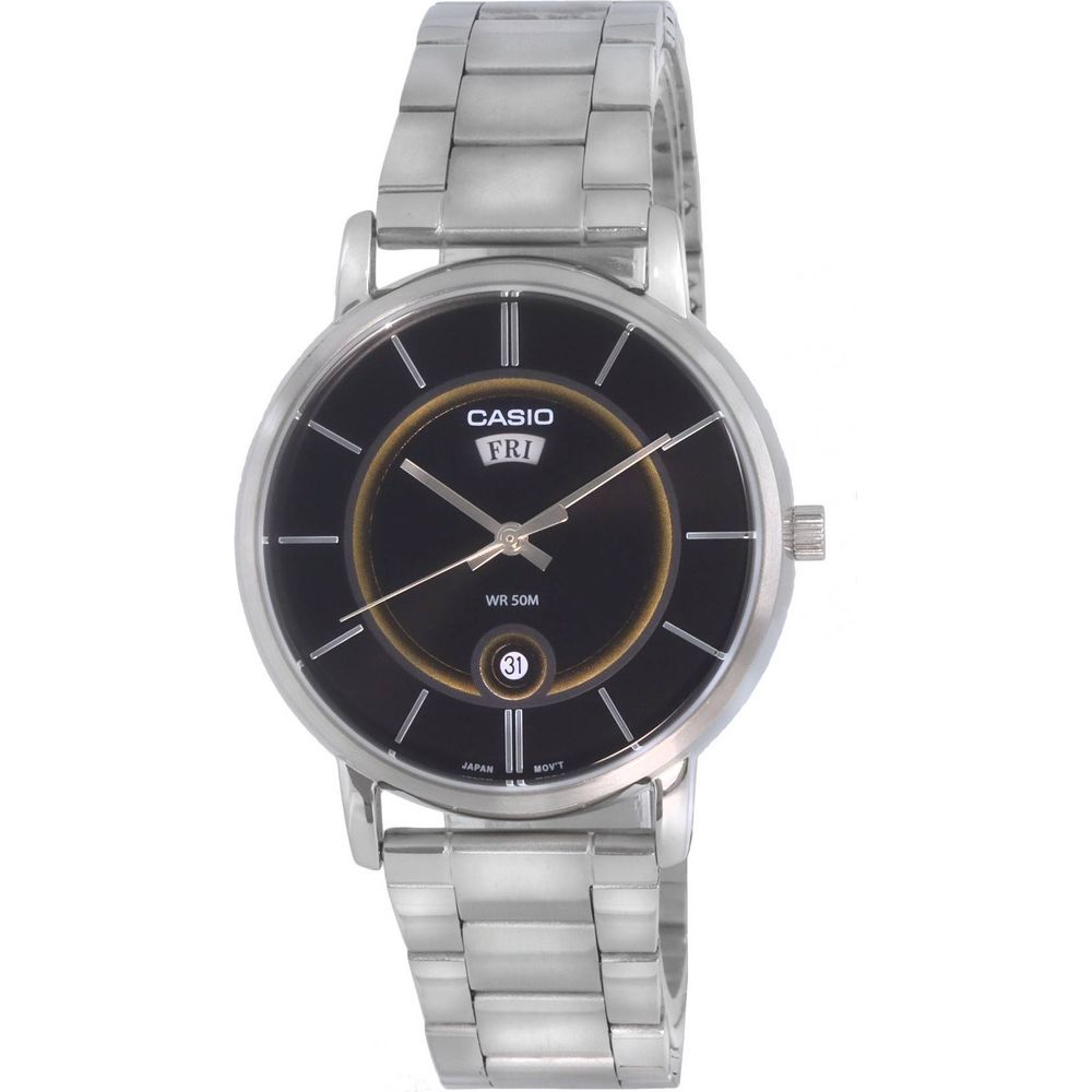 Casio Elegant Analog Stainless Steel Black Dial Quartz Men's Watch