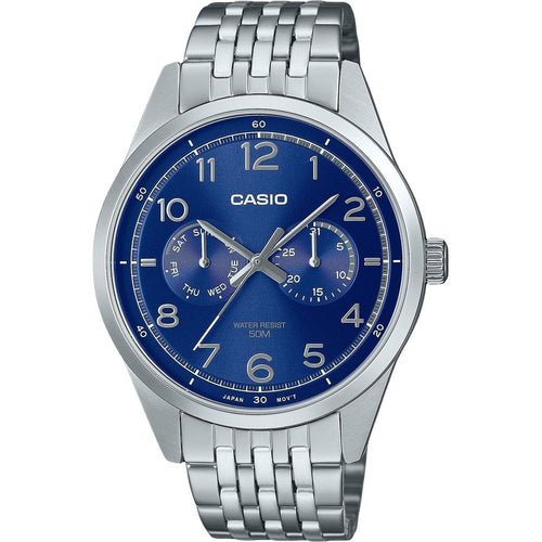 Load image into Gallery viewer, Casio Standard Analog Stainless Steel Blue Dial Quartz MTP-E340D-2AV Men&#39;s Watch
