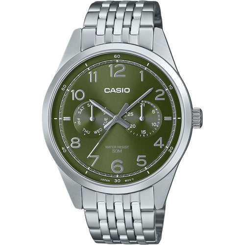 Load image into Gallery viewer, Casio Standard Analog Stainless Steel Green Dial Quartz MTP-E340D-3AV Men&#39;s Watch
