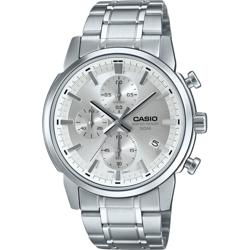 Casio Standard Analog Chronograph Stainless Steel Silver Dial Quartz MTP-E510D-7AV Men's Watch