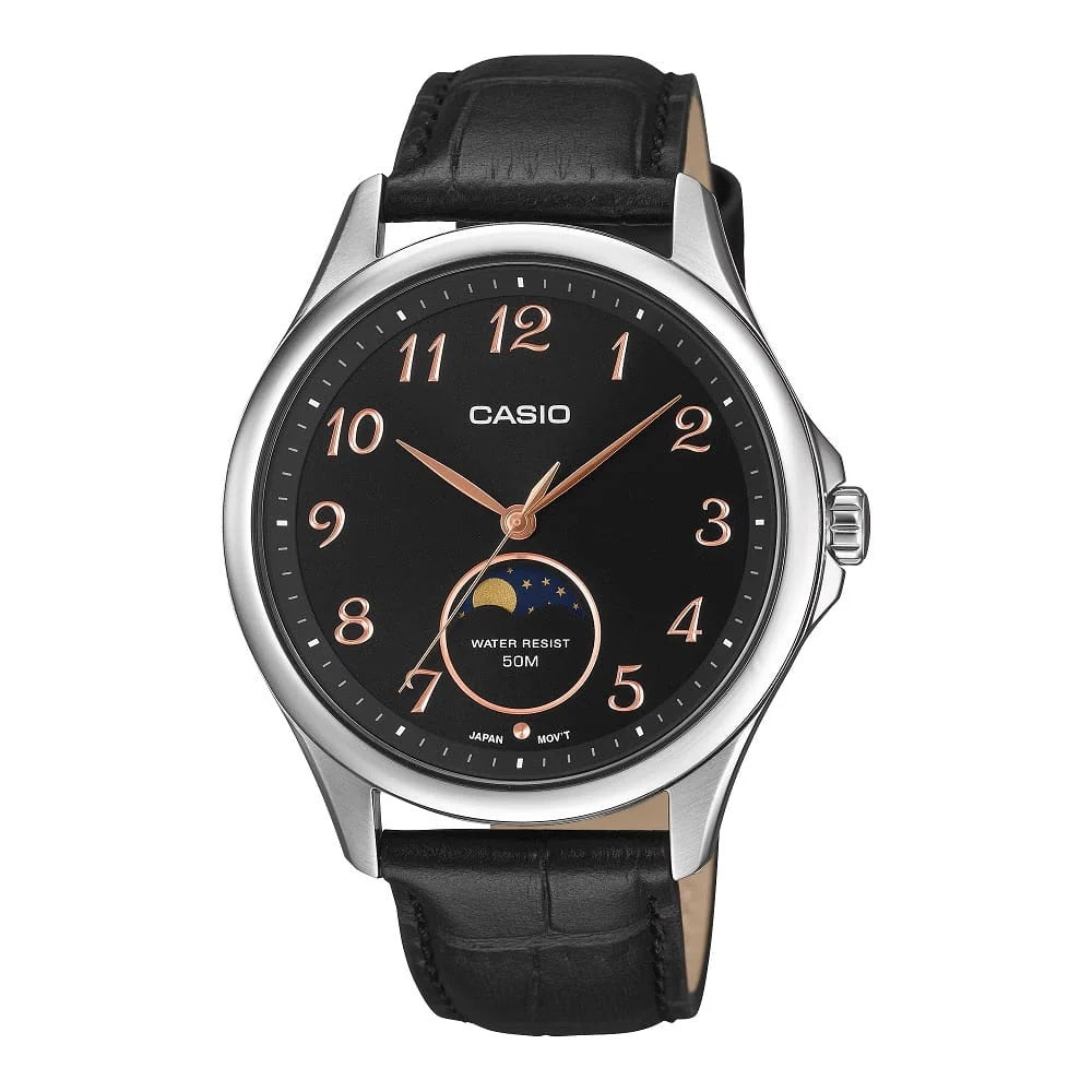 CASIO COLLECTION Mod. MOONPHASES - SILVER LEATHER-0