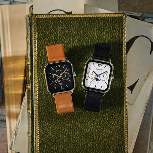 Load image into Gallery viewer, CASIO COLLECTION Mod. MOONPHASES LEATHER - BLACK-3
