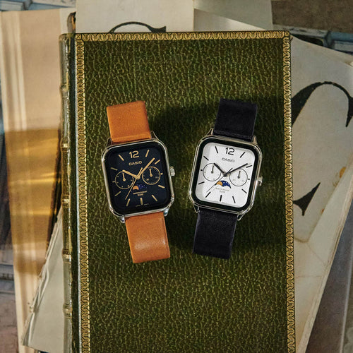 Load image into Gallery viewer, CASIO COLLECTION Mod. MOONPHASES LEATHER - BLACK-1
