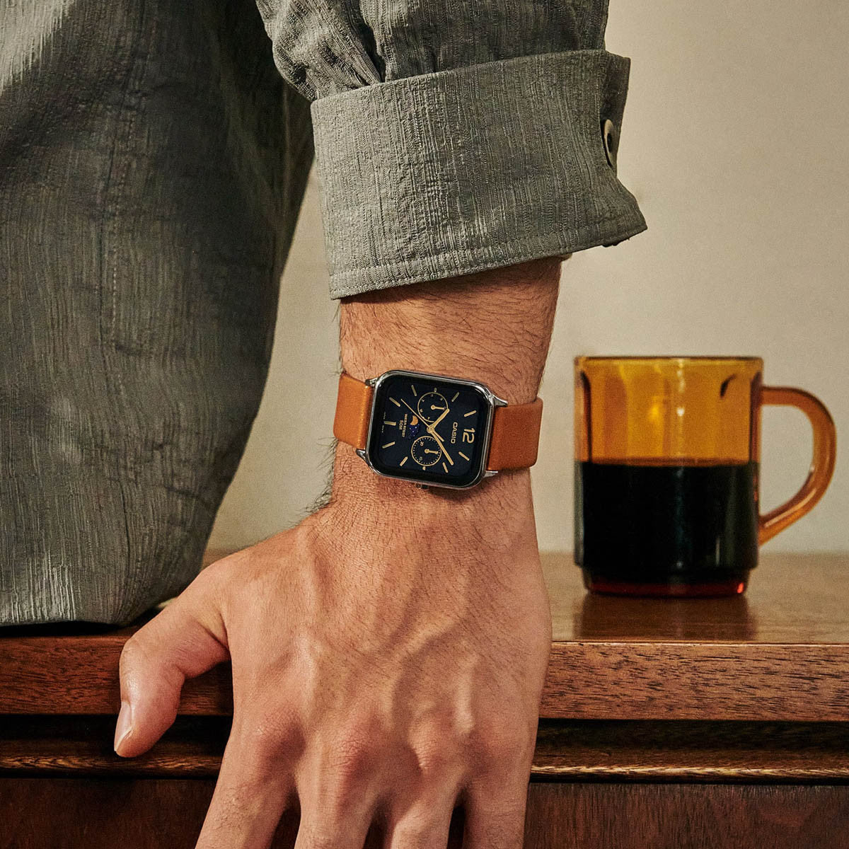 CASIO COLLECTION Mod. MOONPHASES LEATHER - BLACK-2