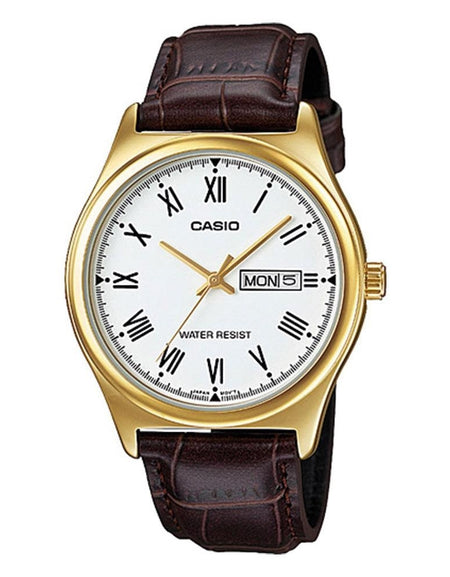 CASIO COLLECTION Mod. DAY DATE ROMAN INDEXES, LEATHER - GOLD-0
