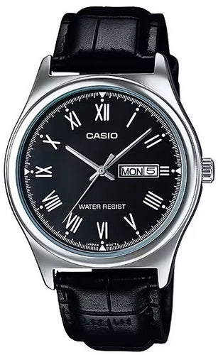 Load image into Gallery viewer, CASIO COLLECTION Mod. DAY DATE, ROMAN INDEXES. LEATHER - BLACK-0
