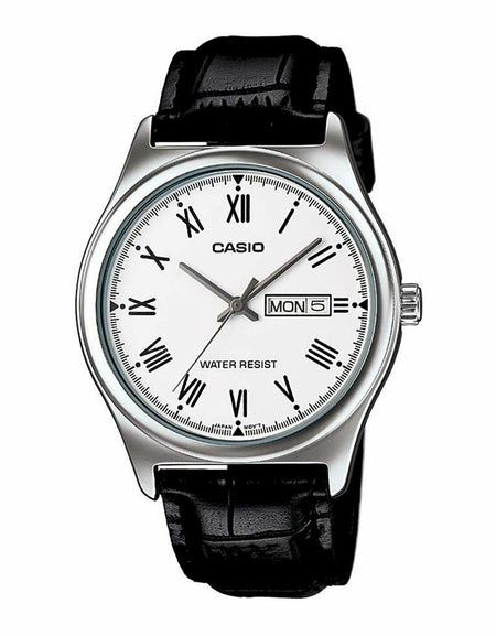 CASIO COLLECTION Mod. DAY DATE ROMAN INDEXES, LEATHER - WHITE-0