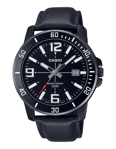 CASIO SPORT COLLECTION Mod. DIVER 50M LEATHER - FULL BLACK-0