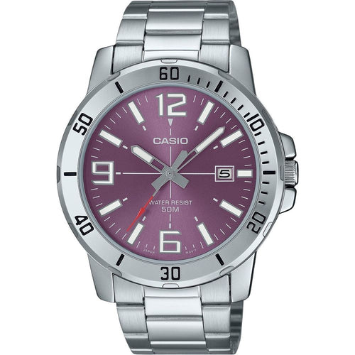 Load image into Gallery viewer, Casio Standard Analog Stainless Steel Purple Dial Quartz MTP-VD01D-6BV Men&#39;s Watch
