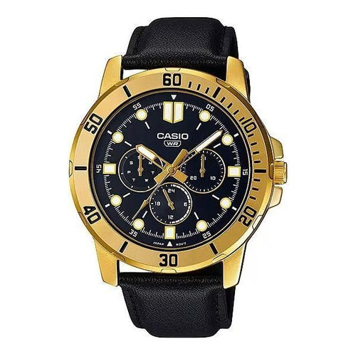 Load image into Gallery viewer, CASIO COLLECTION Mod. DIVER MULTIFUCTION GOLD, BLACK LEATHER - GOLD-0
