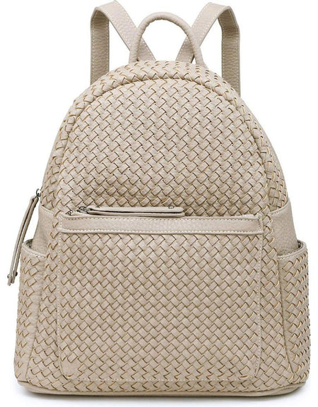 Sif2068 Luxe Woven Backpack Purse - Beige