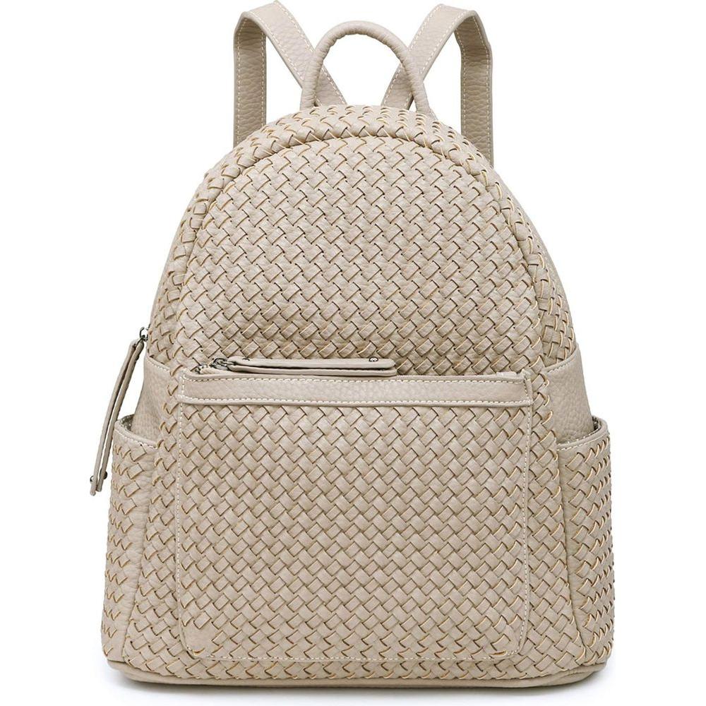 Sif2068 Luxe Woven Backpack Purse - Beige