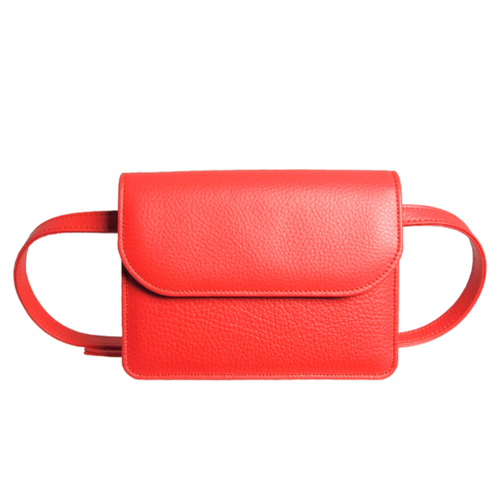 Load image into Gallery viewer, Pebbled Leather Belt Bag Coral
