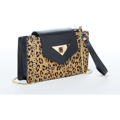 Load image into Gallery viewer, SUSU The Mary Mini Crossbody Bag Black Leopard Leather Wristlet

