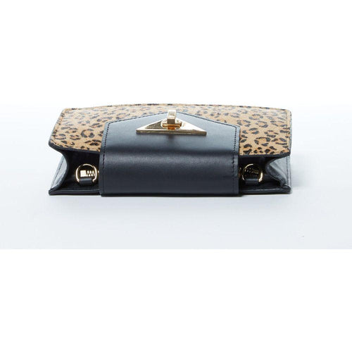 Load image into Gallery viewer, SUSU The Mary Mini Crossbody Bag Black Leopard Leather Wristlet
