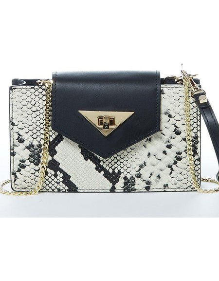 SUSU The Mary Small Crossbody Leather Purse Black Snakeskin Pattern