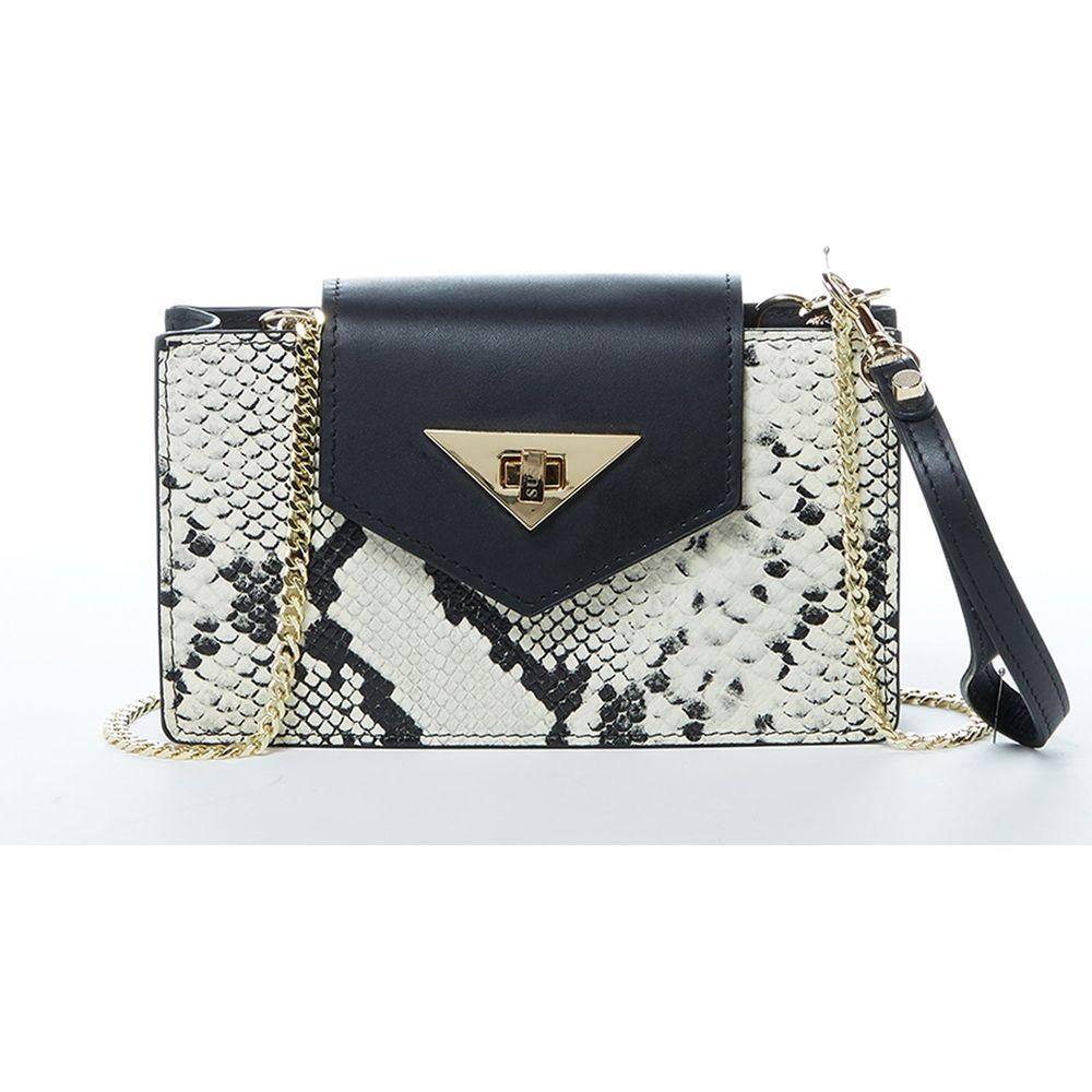 SUSU The Mary Small Crossbody Leather Purse Black Snakeskin Pattern