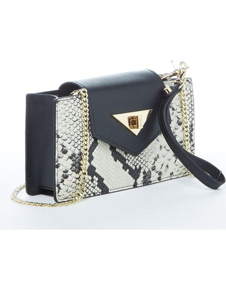 SUSU The Mary Small Crossbody Leather Purse Black Snakeskin Pattern