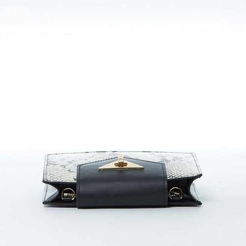 Load image into Gallery viewer, SUSU The Mary Small Crossbody Leather Purse Black Snakeskin Pattern
