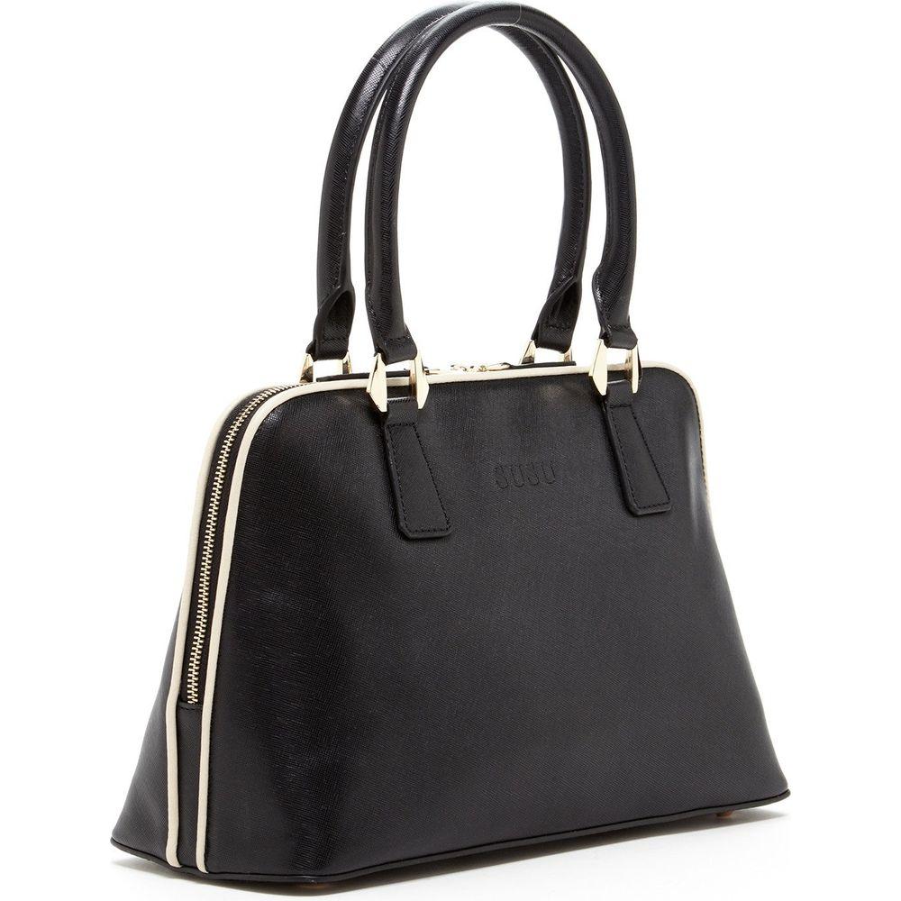 Melissa Saffiano Leather Satchel Bag - Timeless Elegance in Black