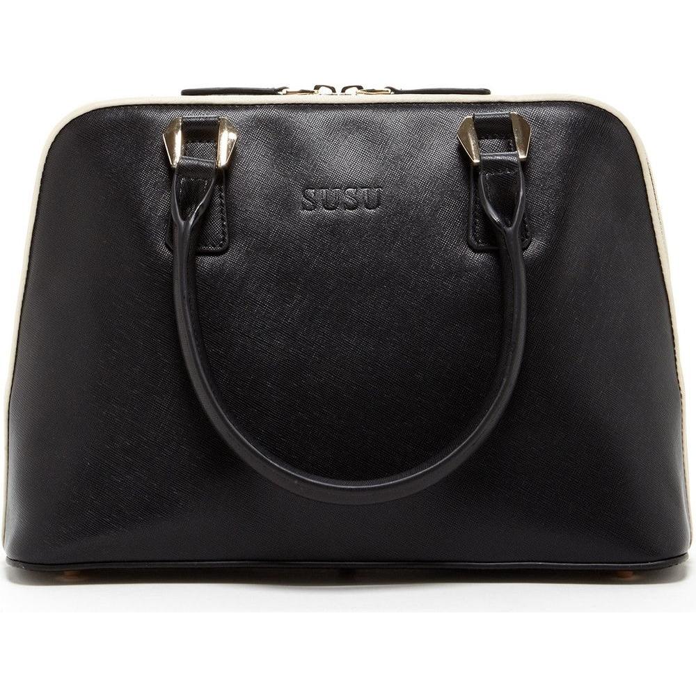 Melissa Saffiano Leather Satchel Bag - Timeless Elegance in Black