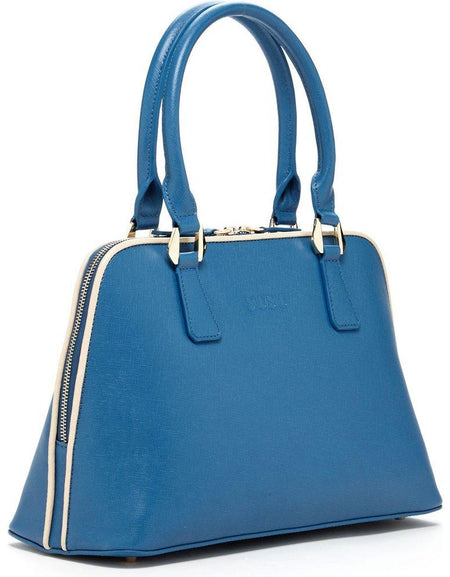 SUSU The Melissa Blue Saffiano Leather Satchel Bag