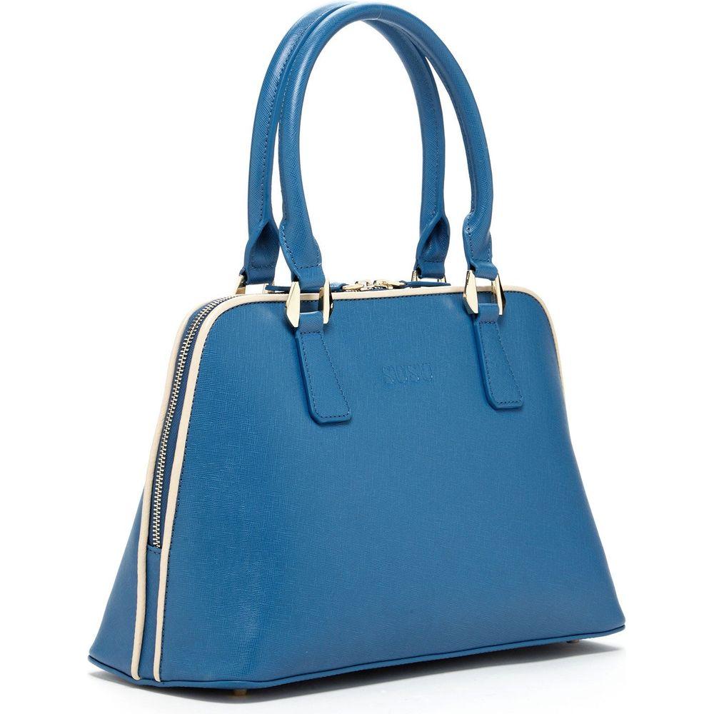 SUSU The Melissa Blue Saffiano Leather Satchel Bag