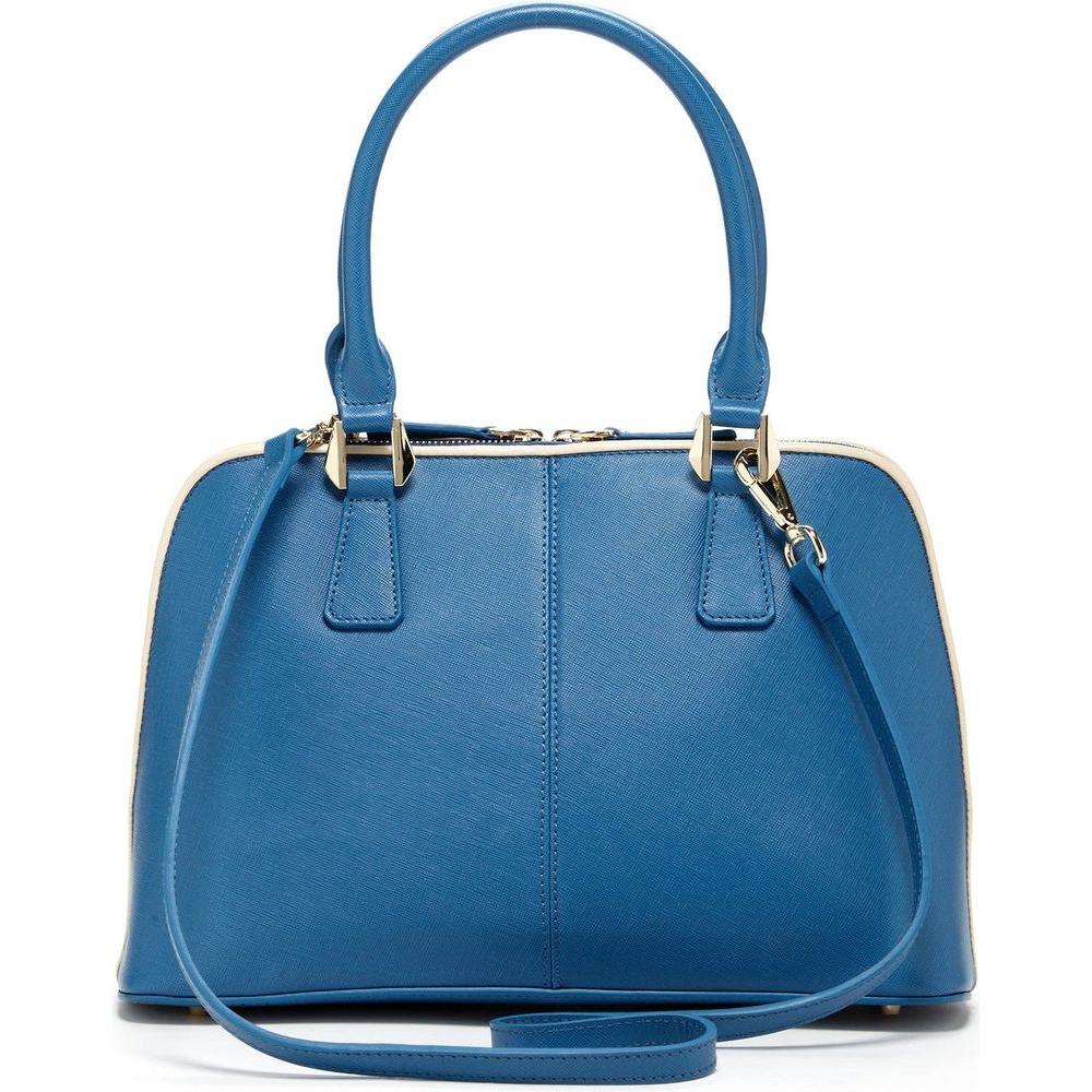 SUSU The Melissa Blue Saffiano Leather Satchel Bag